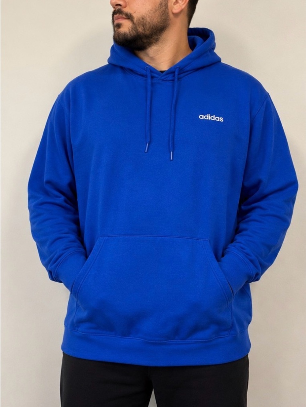 adidas Blue Classic Pullover Hoodie embroidered adidas